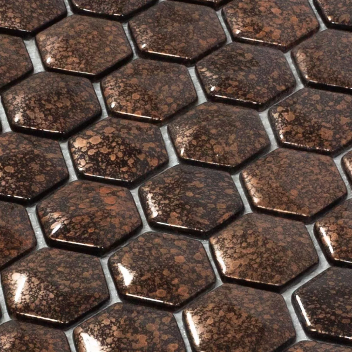 Mozaic De Sticlă Gresie Leopard Hexagon 3D Bronz