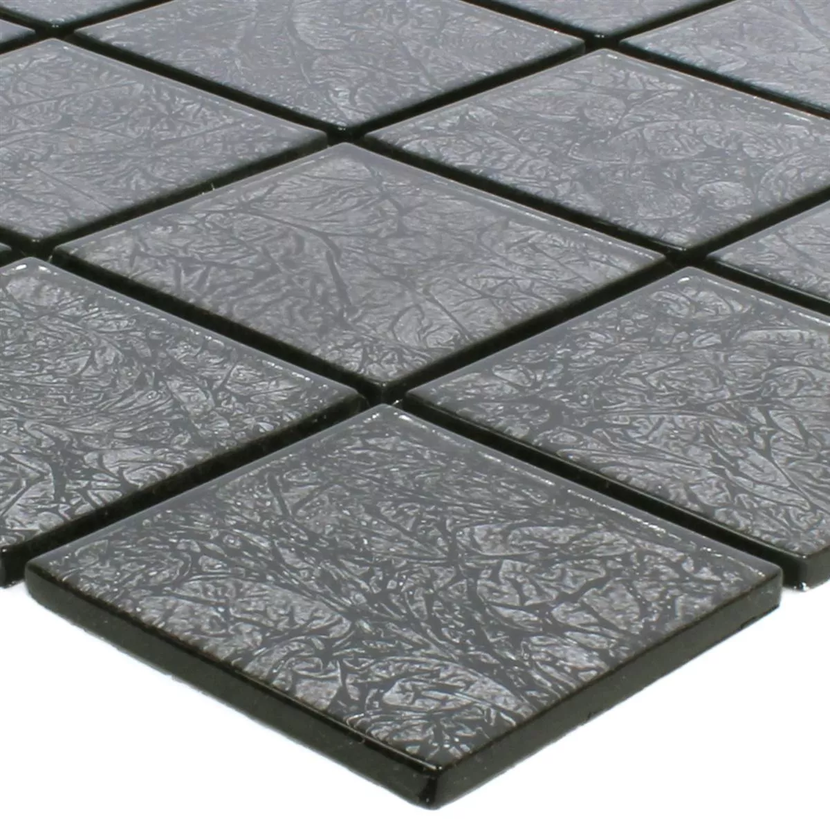 Plăci De Mozaic Sticlă Kandila Negru 48x48x4mm Plăci De Mozaic Sticlă Kandila Negru 48x48x4mm