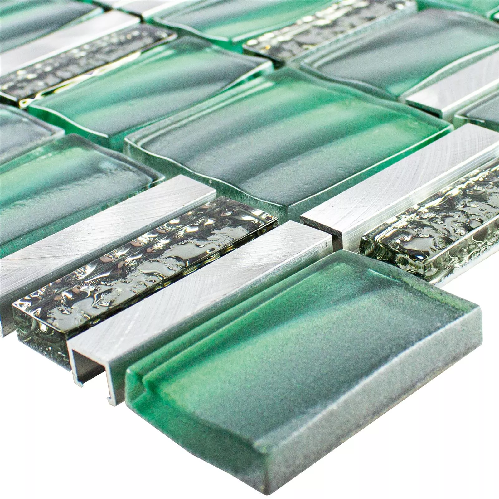 Sticlă Metal Plăci De Mozaic Union Verde Argint