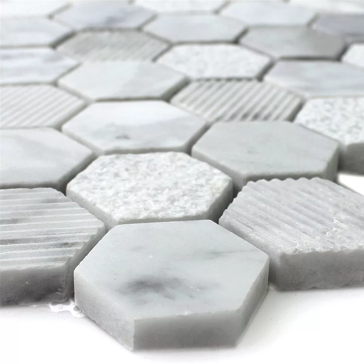 Model din Plăci De Mozaic Hexagon Piatră Naturală Carrara Alb