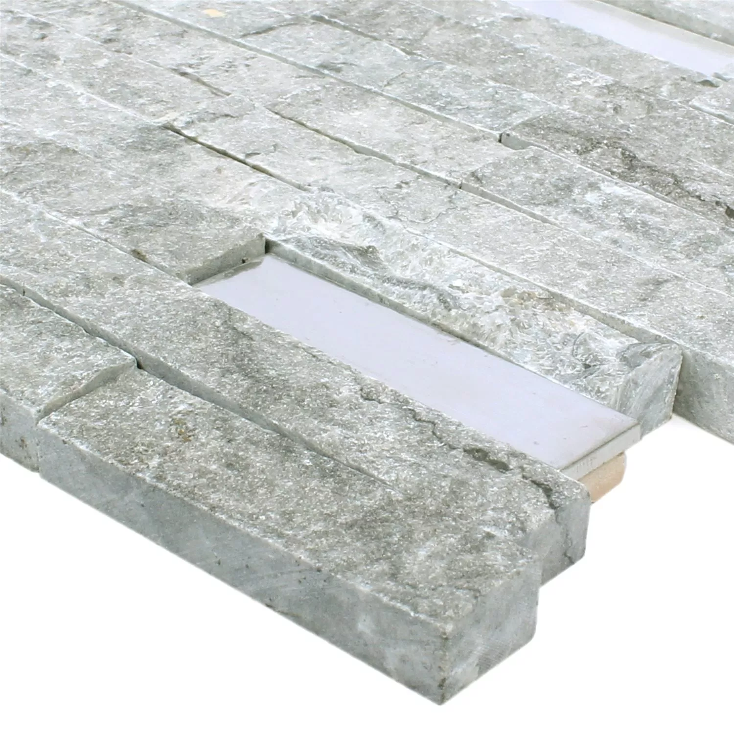 Plăci De Mozaic Deepstone Piatră Naturală Oțel Inoxidabil Gri 3D
