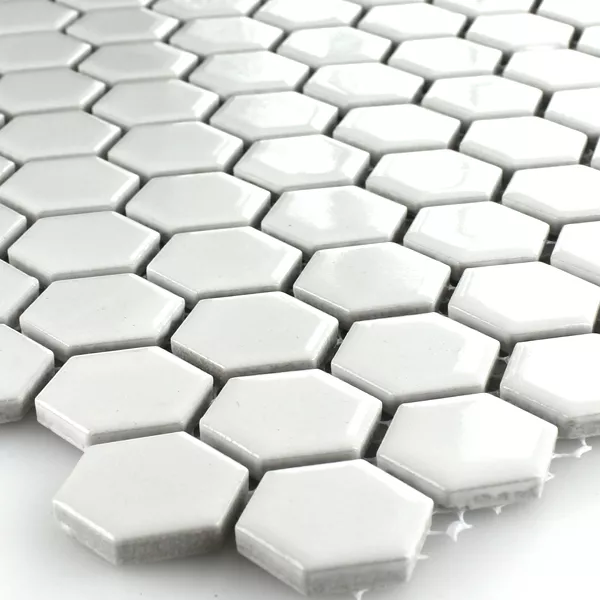 Plăci De Mozaic Ceramică Hexagon Alb Strălucitor H23