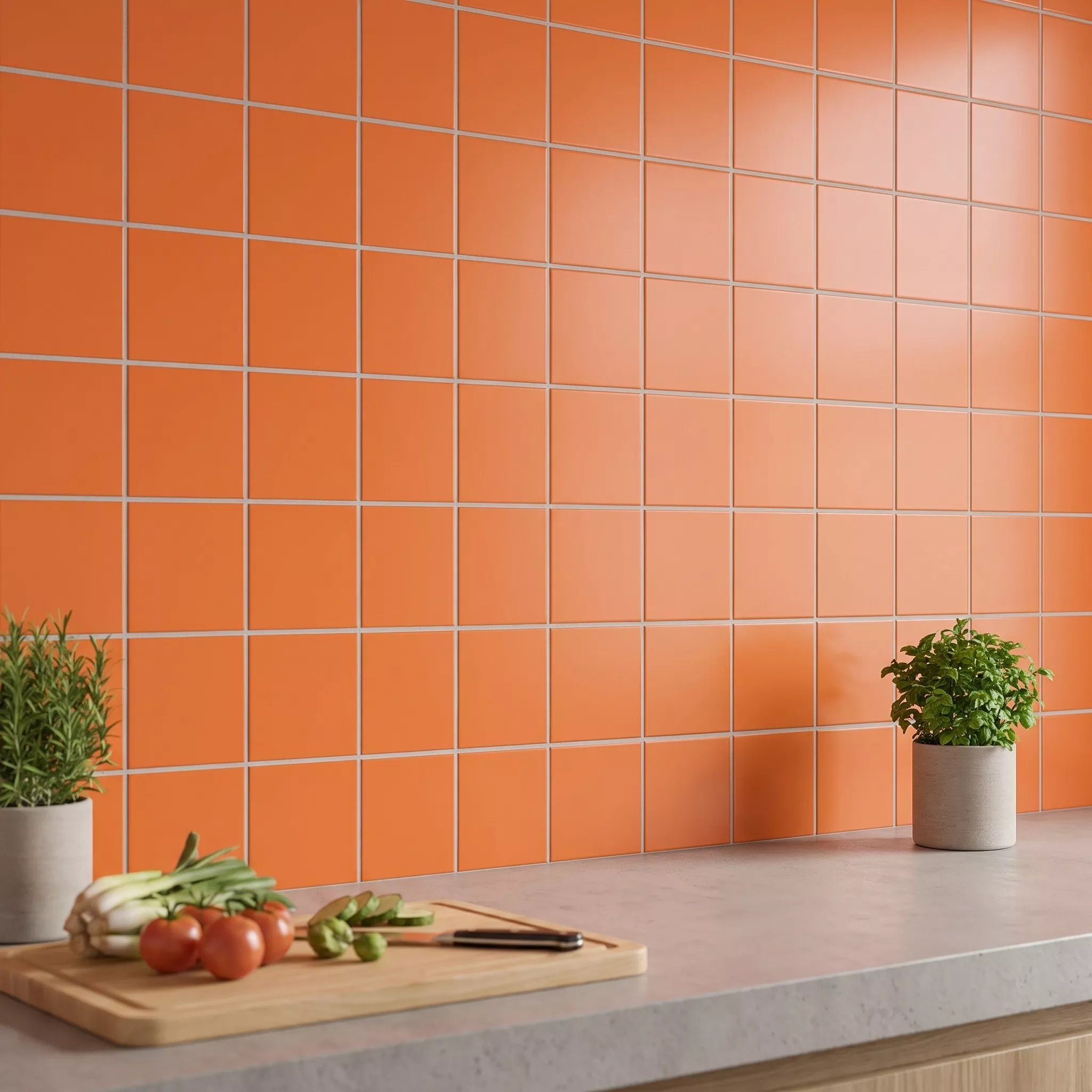 Tigla de metrou Portocale Înghețată 10x10 cm Fără Fațetă Freyburg Naranja