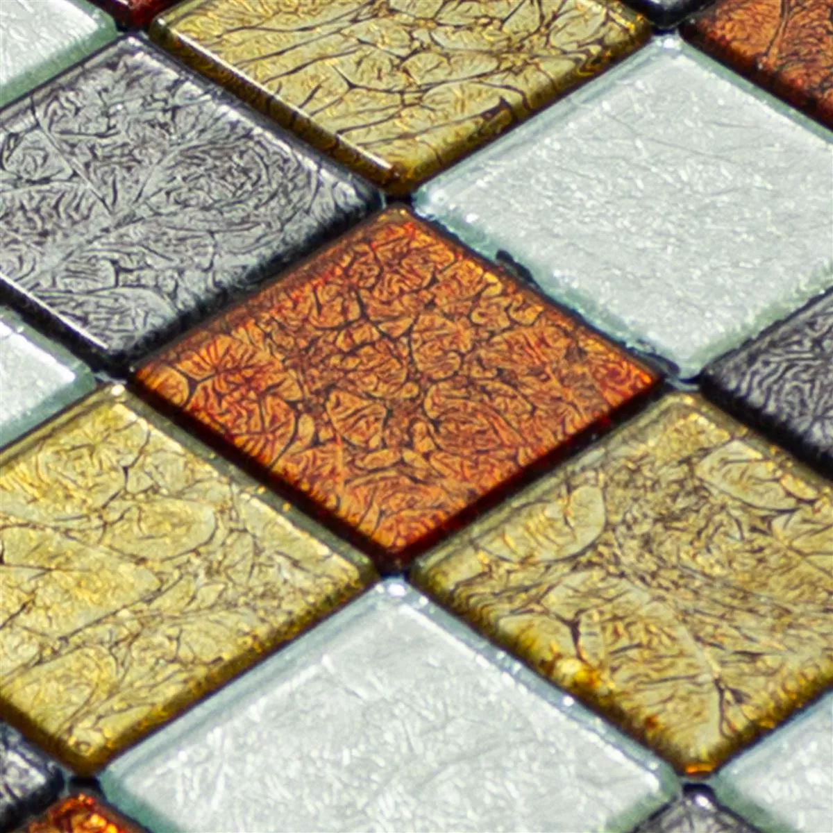 Mozaic De Sticlă Gresie Curlew Roșu Maro Argint Q48 4mm 