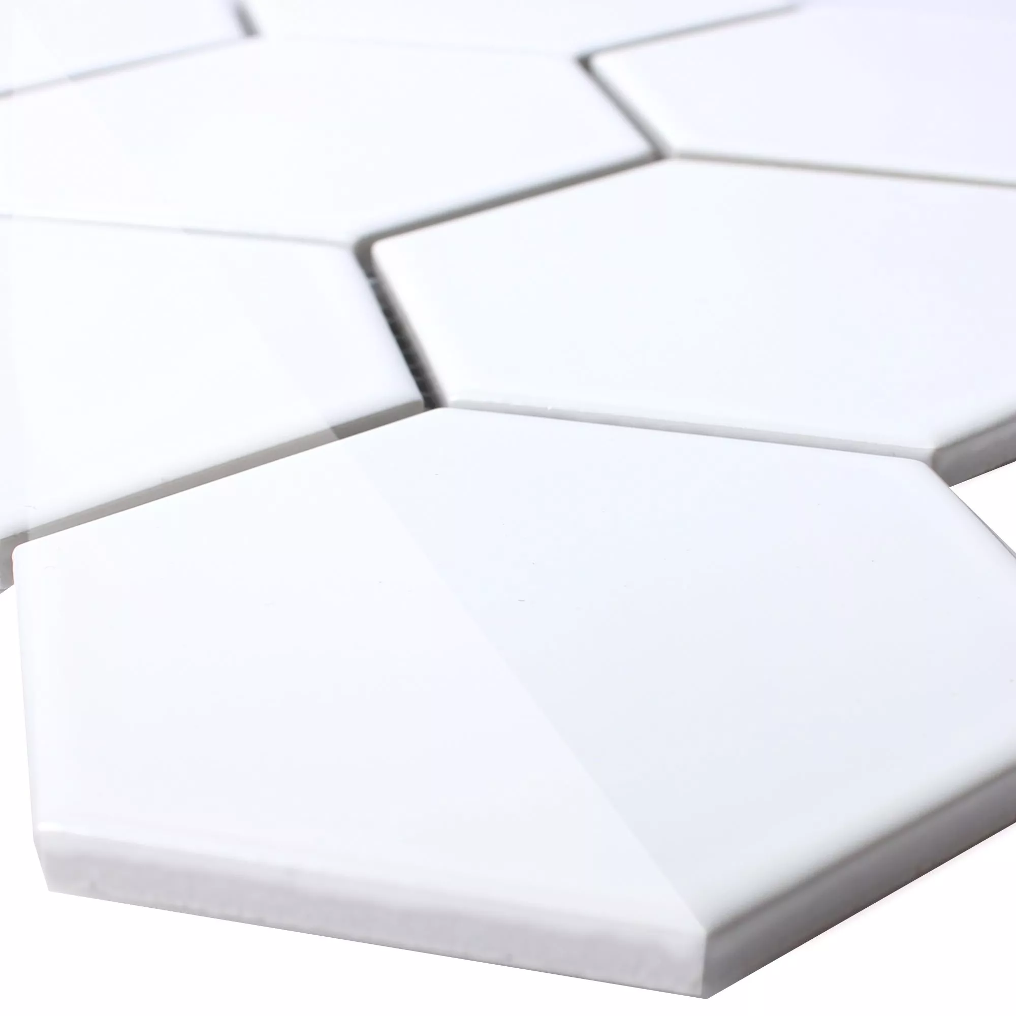 Model din Ceramică Plăci De Mozaic Hexagon Salamanca Alb Strălucitor H95