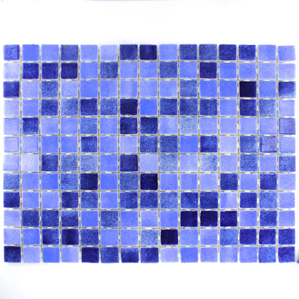 Sticlă Piscina Mozaic 25x25x4mm Albastru Mix