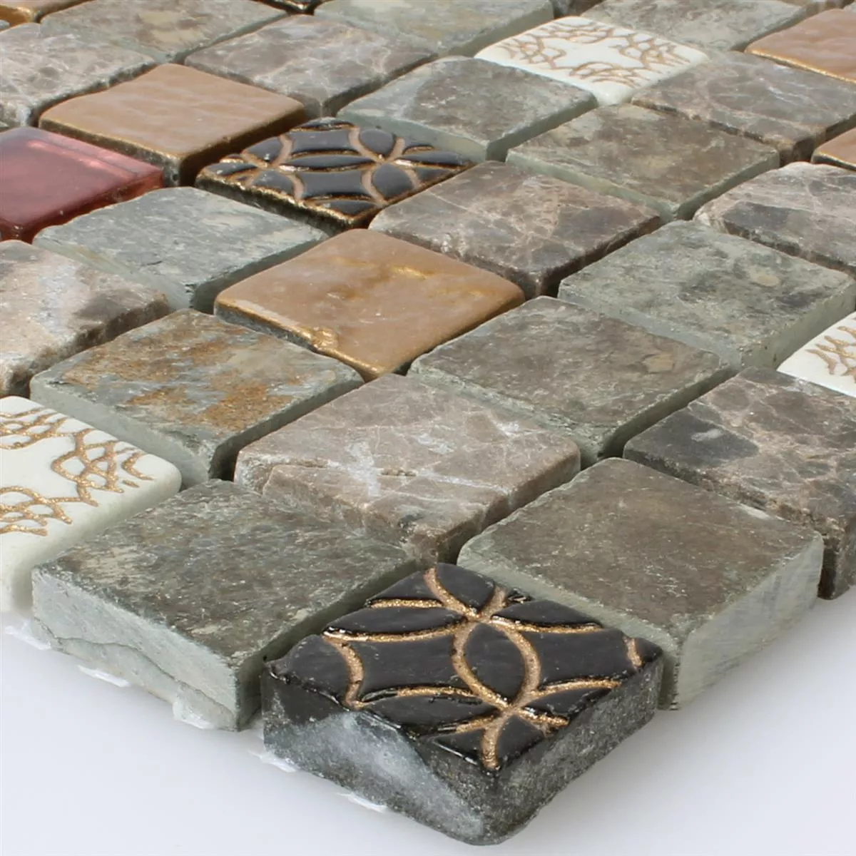 Model Plăci De Mozaic Sticlă Piatră Naturală Mix 23x23x8mm