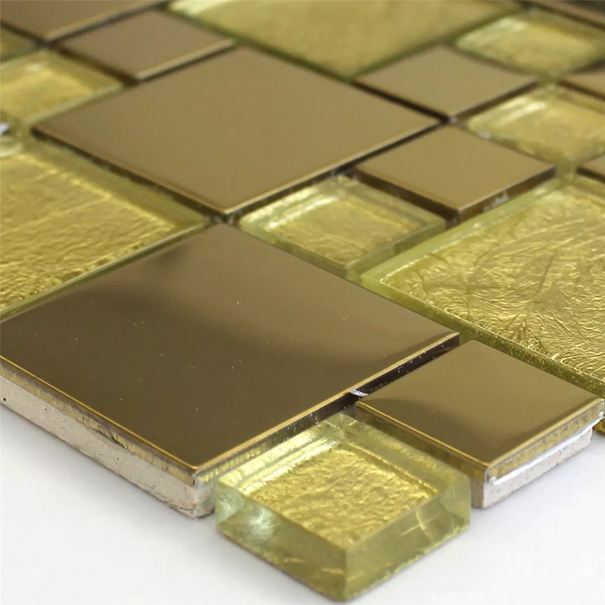 Model din Plăci De Mozaic Sticlă Oțel Inoxidabil Metal Aur