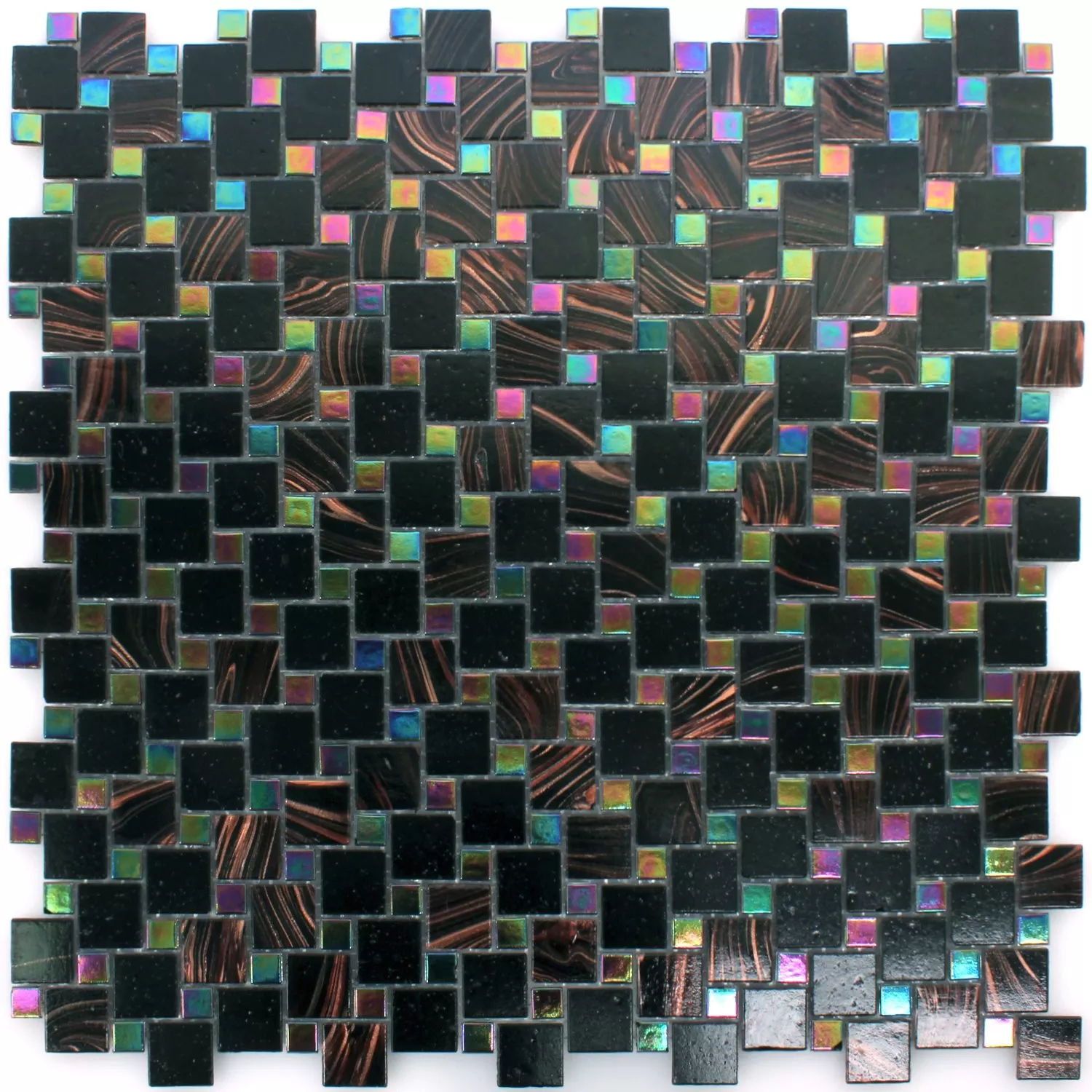 Plăci De Mozaic Sticlă Tahiti Maro Negru Metallic