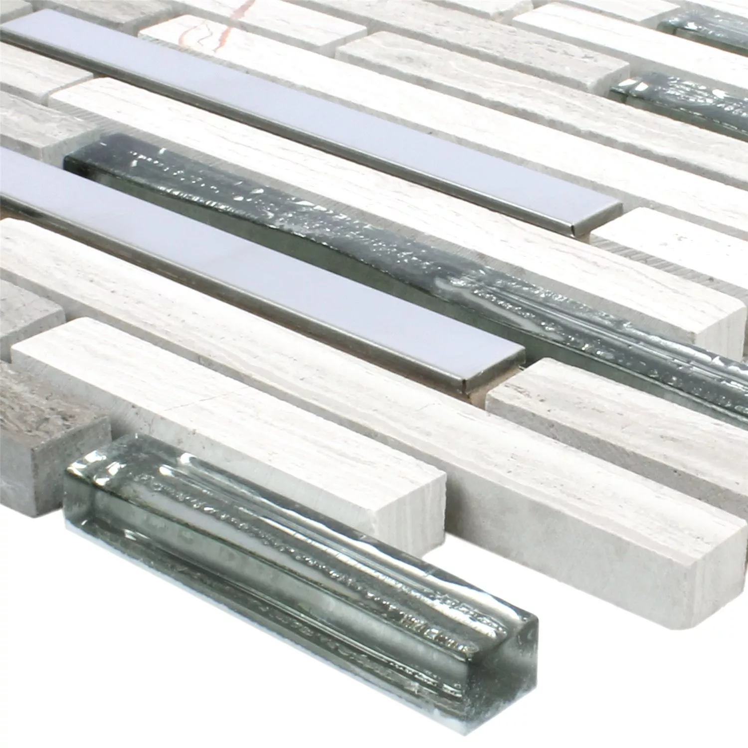 Plăci De Mozaic Elektra Sticlă Piatră Oțel Mix Gri Plăci De Mozaic Elektra Sticlă Piatră Oțel Mix Gri