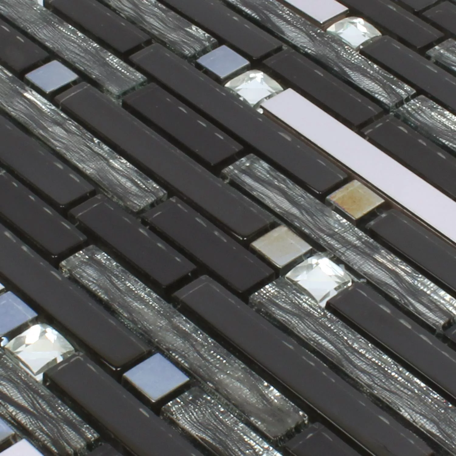 Model din Plăci De Mozaic Sticlă Metal Latoya Argint Negru