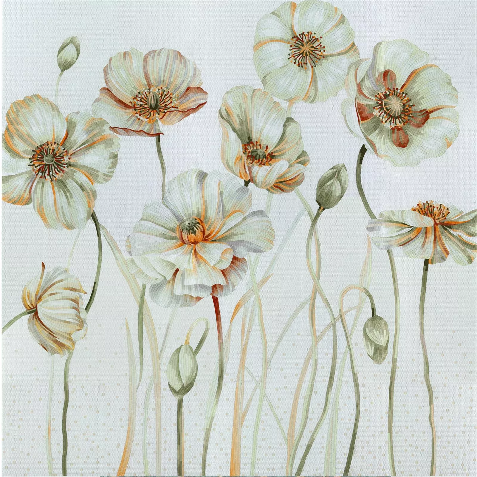 Mozaic De Sticlă Imagine White Poppy 130x240cm