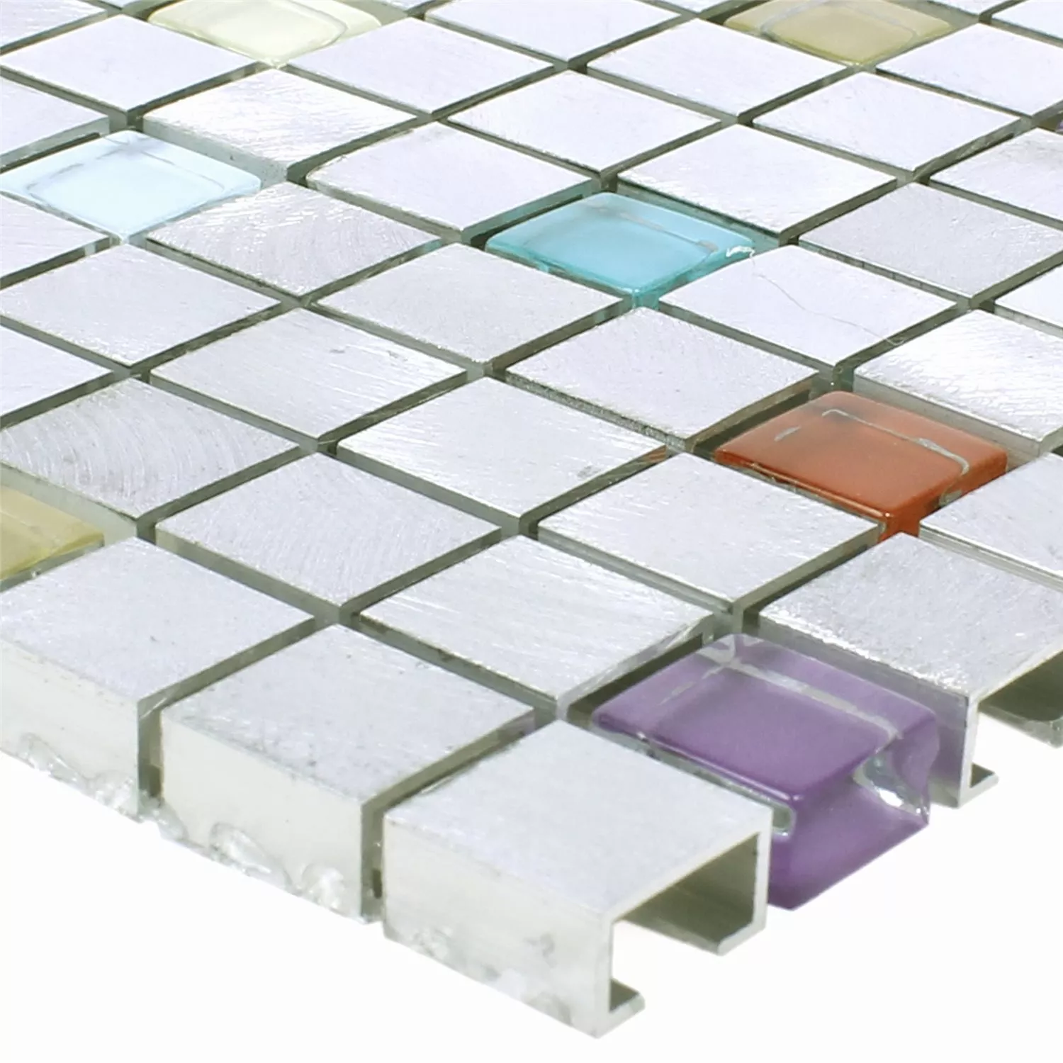 Plăci De Mozaic Lissabon Aluminiu Sticlă Mix Colorat