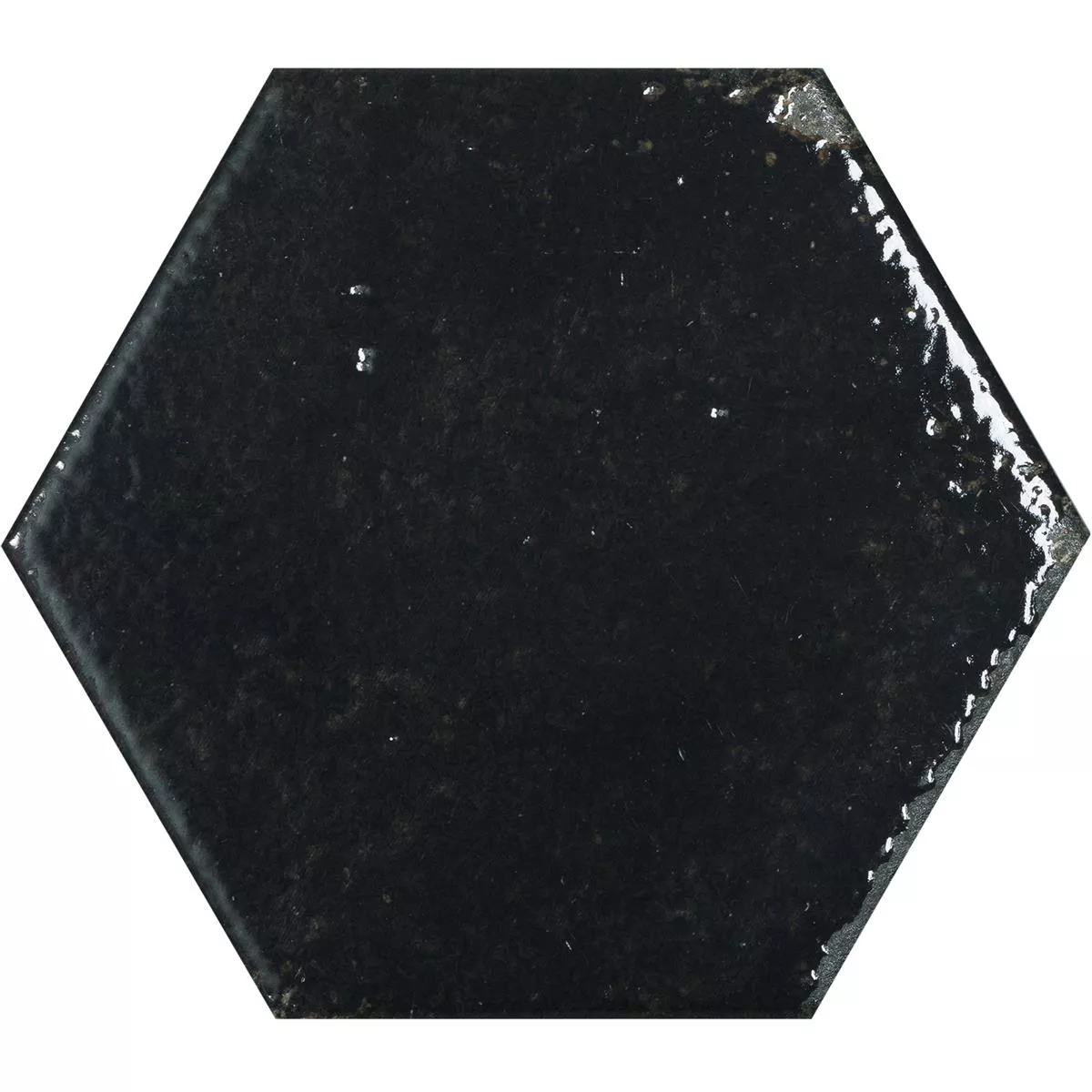 Plăci Ceramice Pentru Pereti Lara Strălucitor Ondulat 13x15cm Hexagon Negru