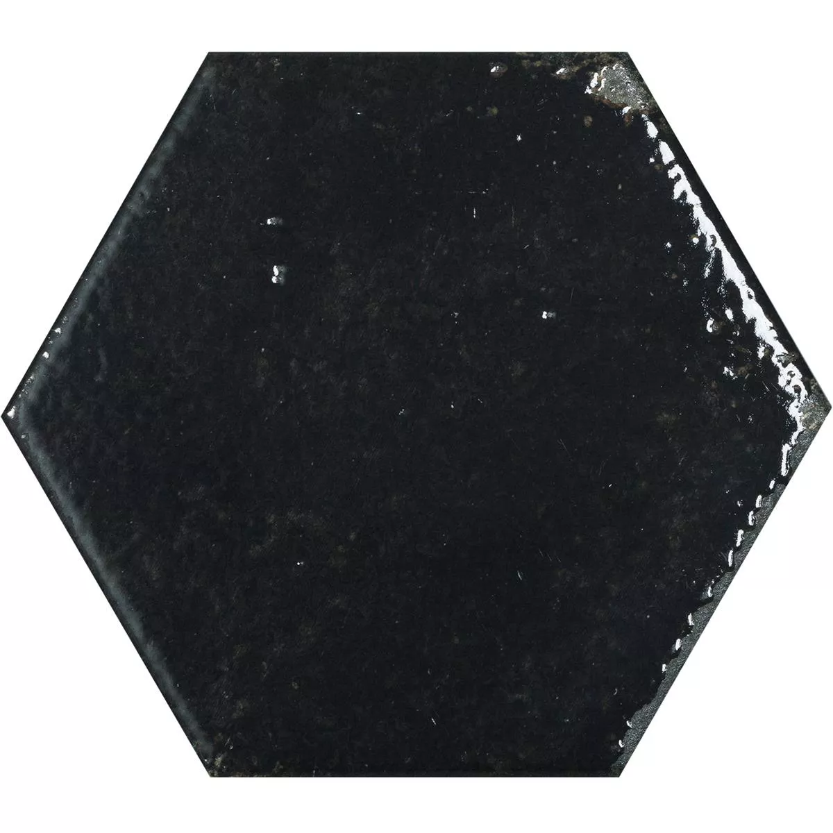 Plăci Ceramice Pentru Pereti Lara Strălucitor Ondulat 13x15cm Hexagon Negru Plăci Ceramice Pentru Pereti Lara Strălucitor Ondulat 13x15cm Hexagon Negru