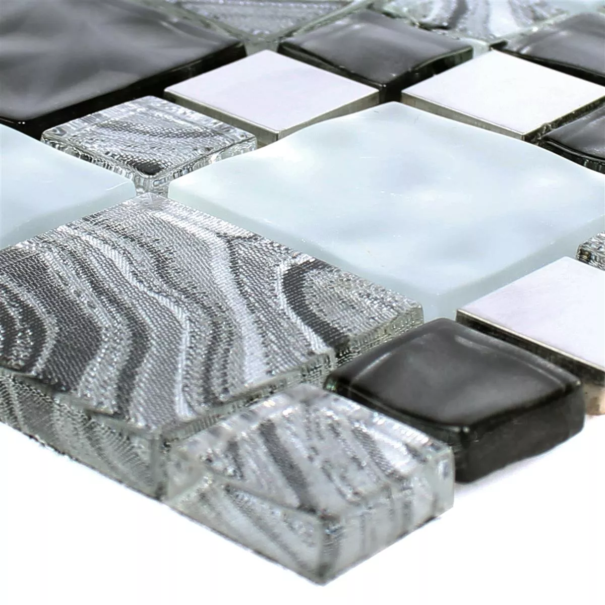 Sticlă Metal Oțel Inoxidabil Plăci De Mozaic Zadar Gri Negru