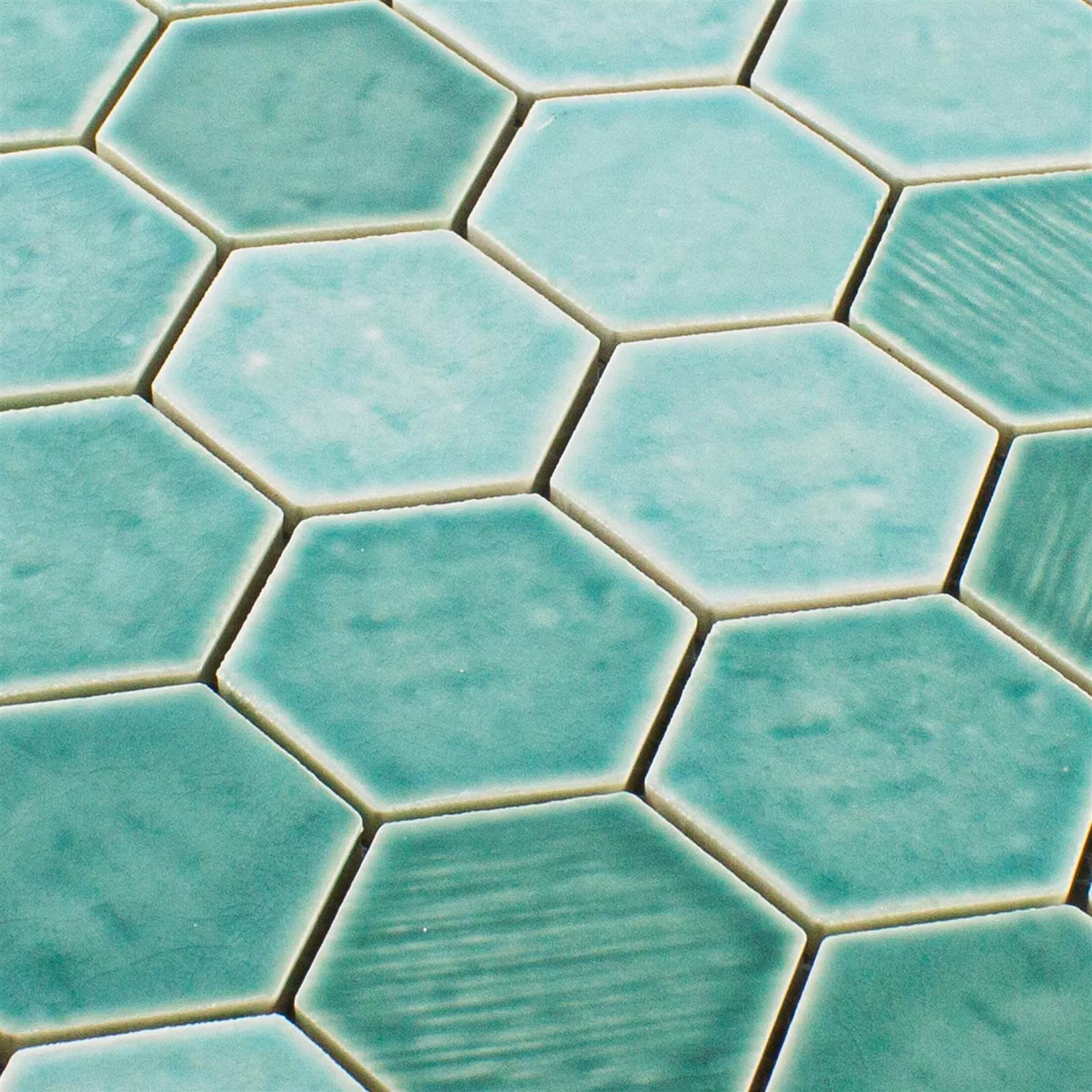 Ceramică Tiglă De Mozaic Roseburg Hexagon Strălucitor Turcoaz