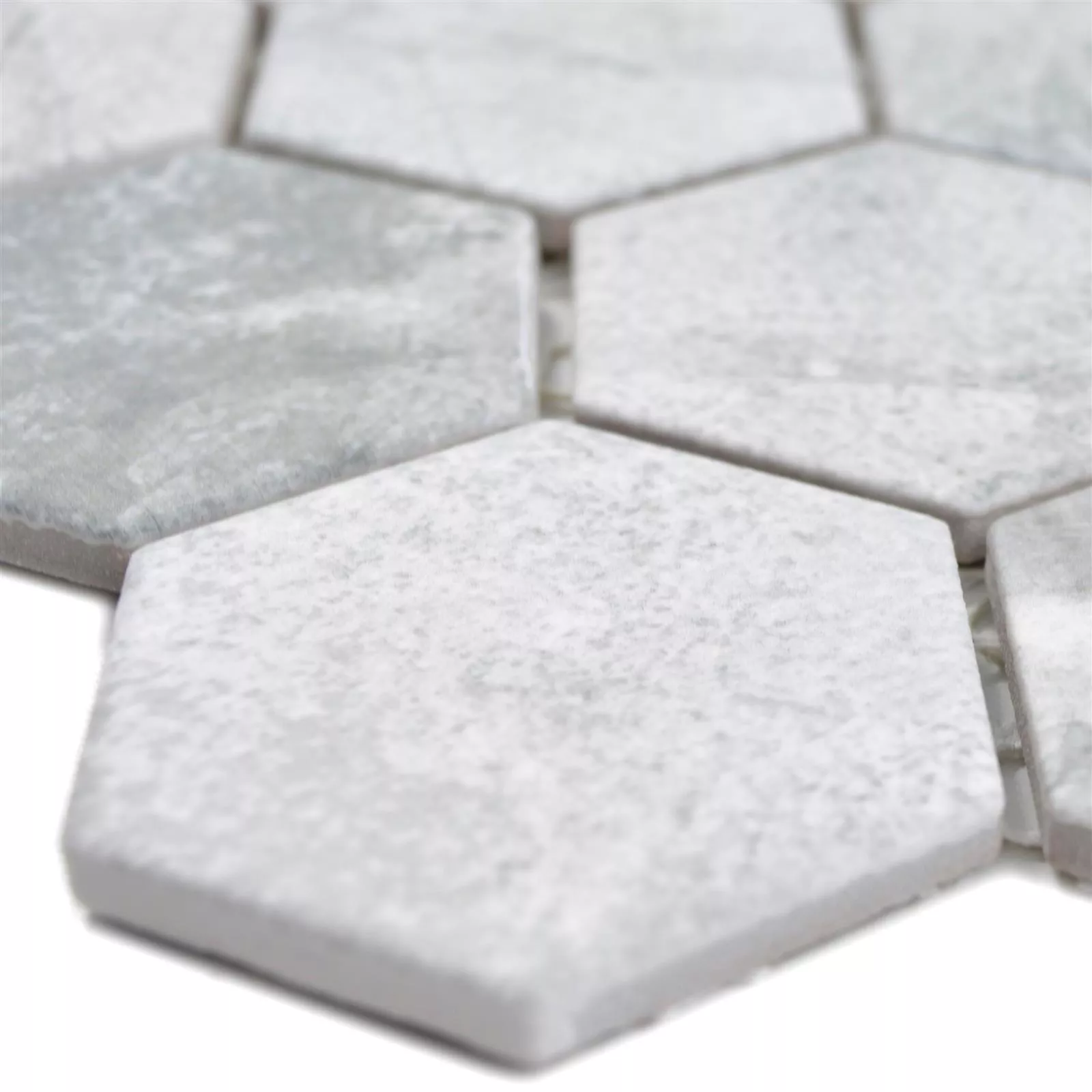 Model din Mozaic Ceramic Comtessa Hexagon Aspect de Ciment Gri Deschis