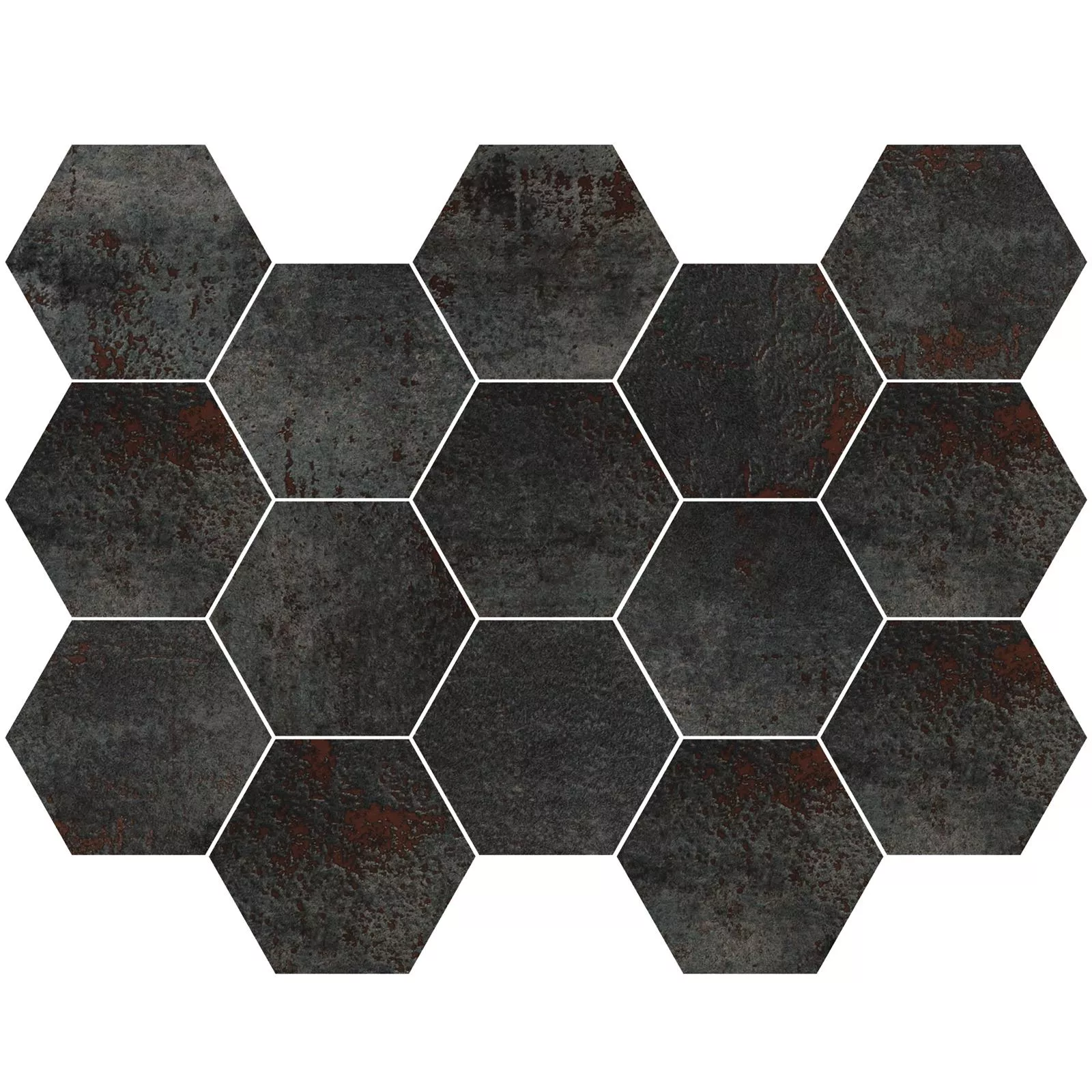 Tiglă De Mozaic Phantom Titanium Hexagon Lustruit Parțial