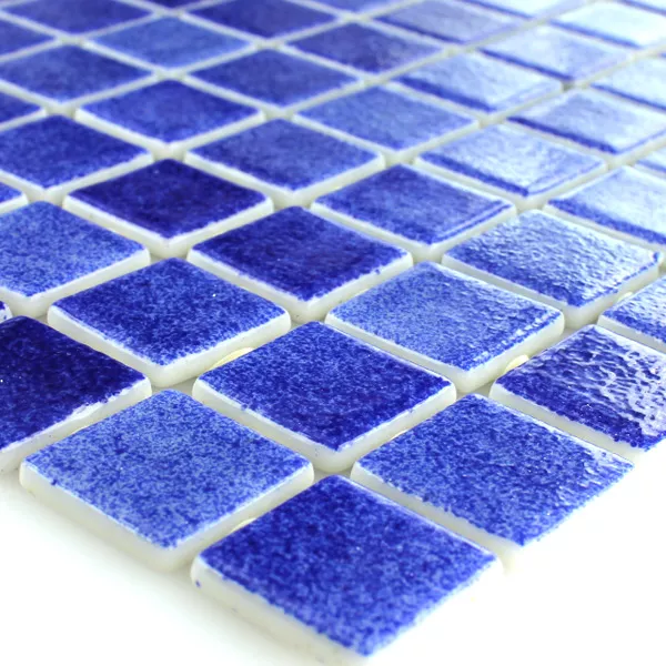 Sticlă Piscina Mozaic 25x25x4mm Albastru Inchis Mix