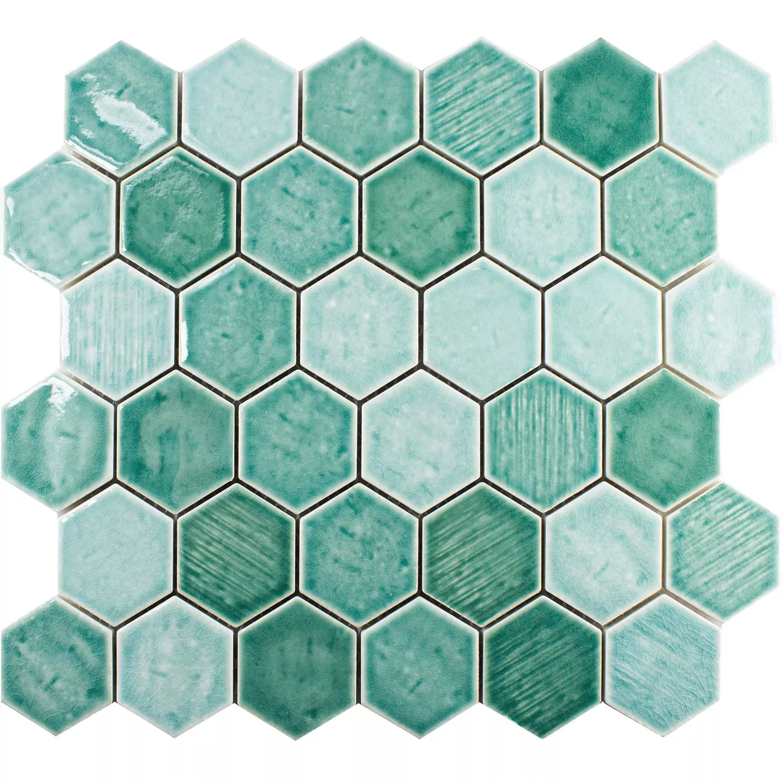 Ceramică Tiglă De Mozaic Roseburg Hexagon Strălucitor Turcoaz