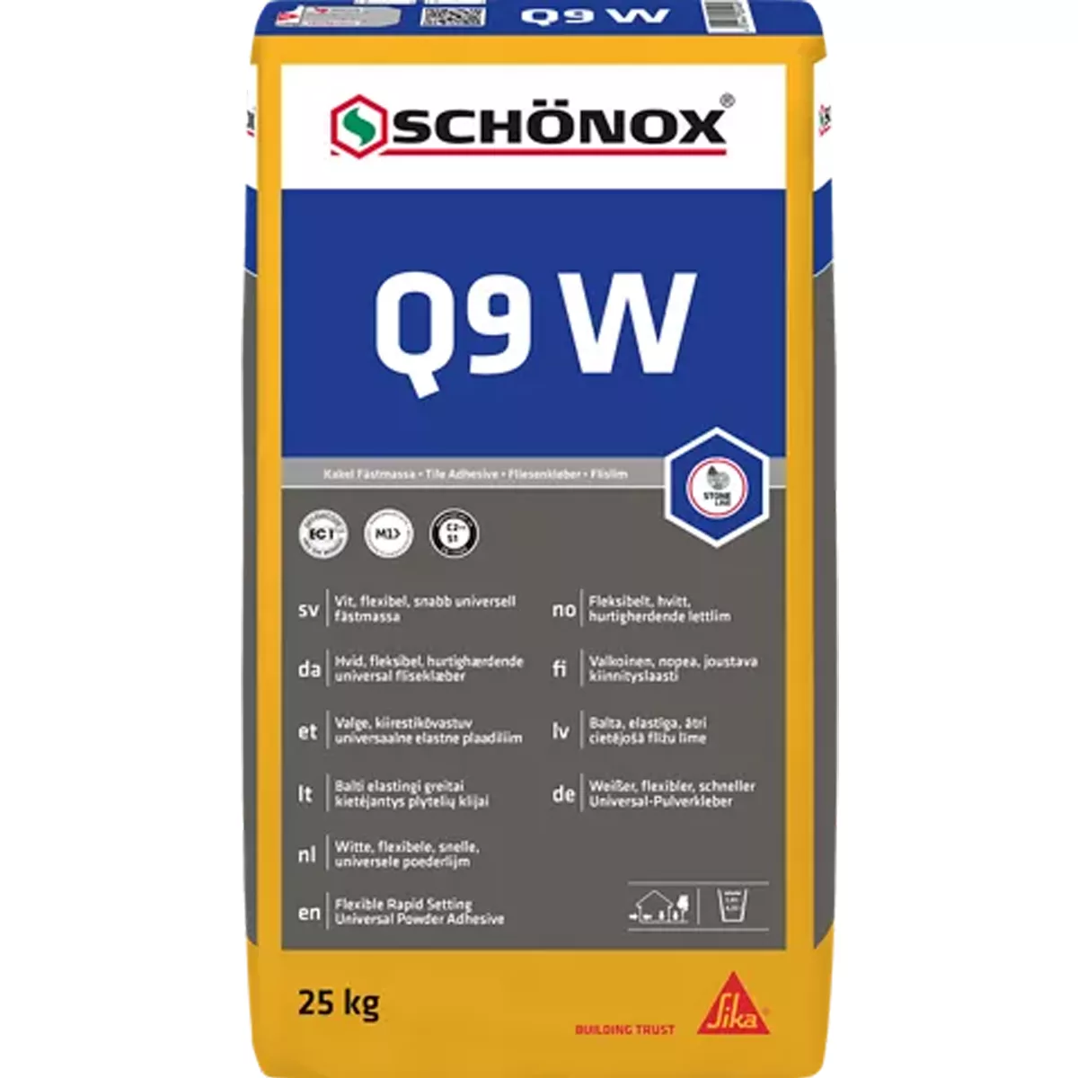 Adeziv pentru plăci Schönox Q9 W Adeziv universal flexibil alb, pudră, 25 kg