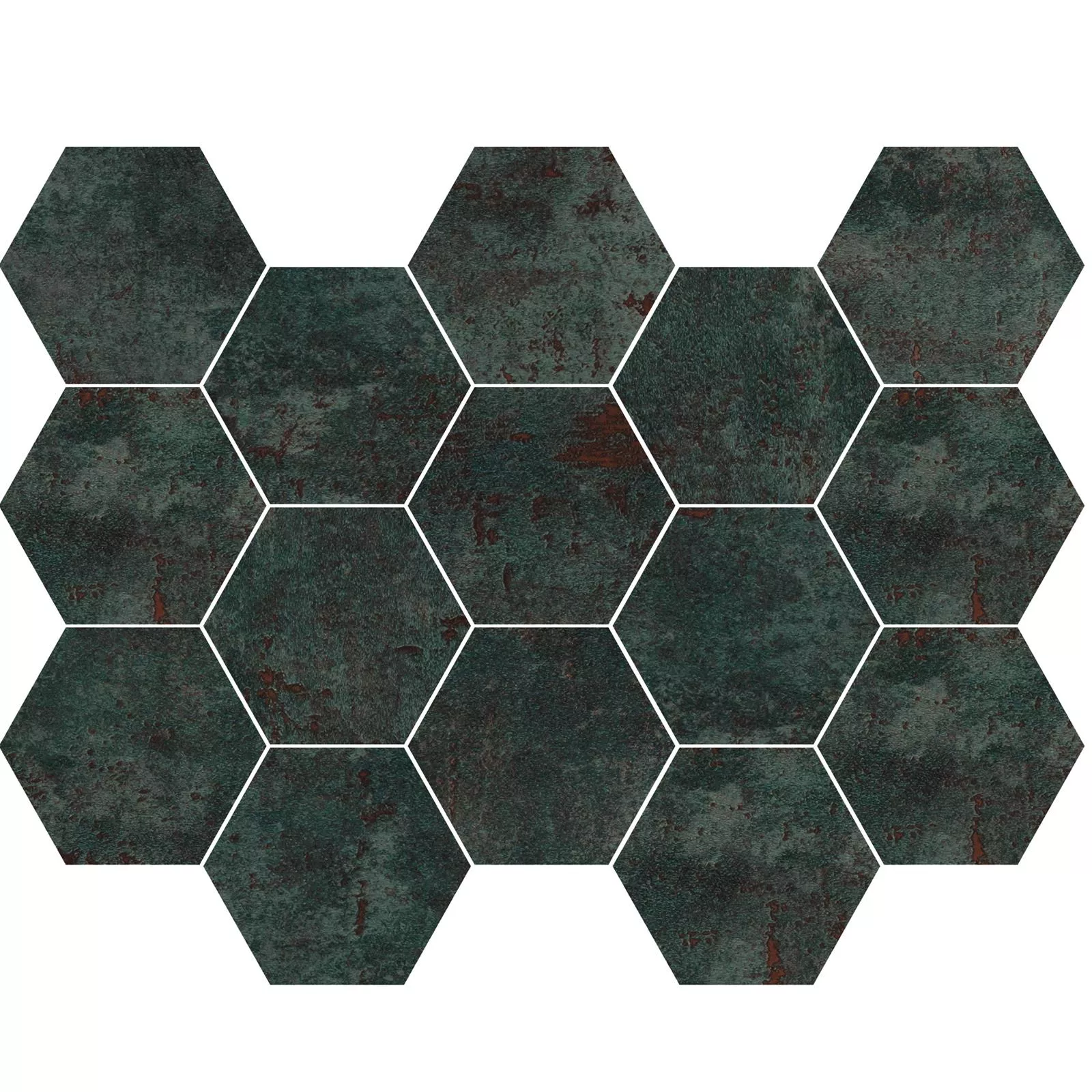 Tiglă De Mozaic Phantom Sea Green Hexagon Lustruit Parțial