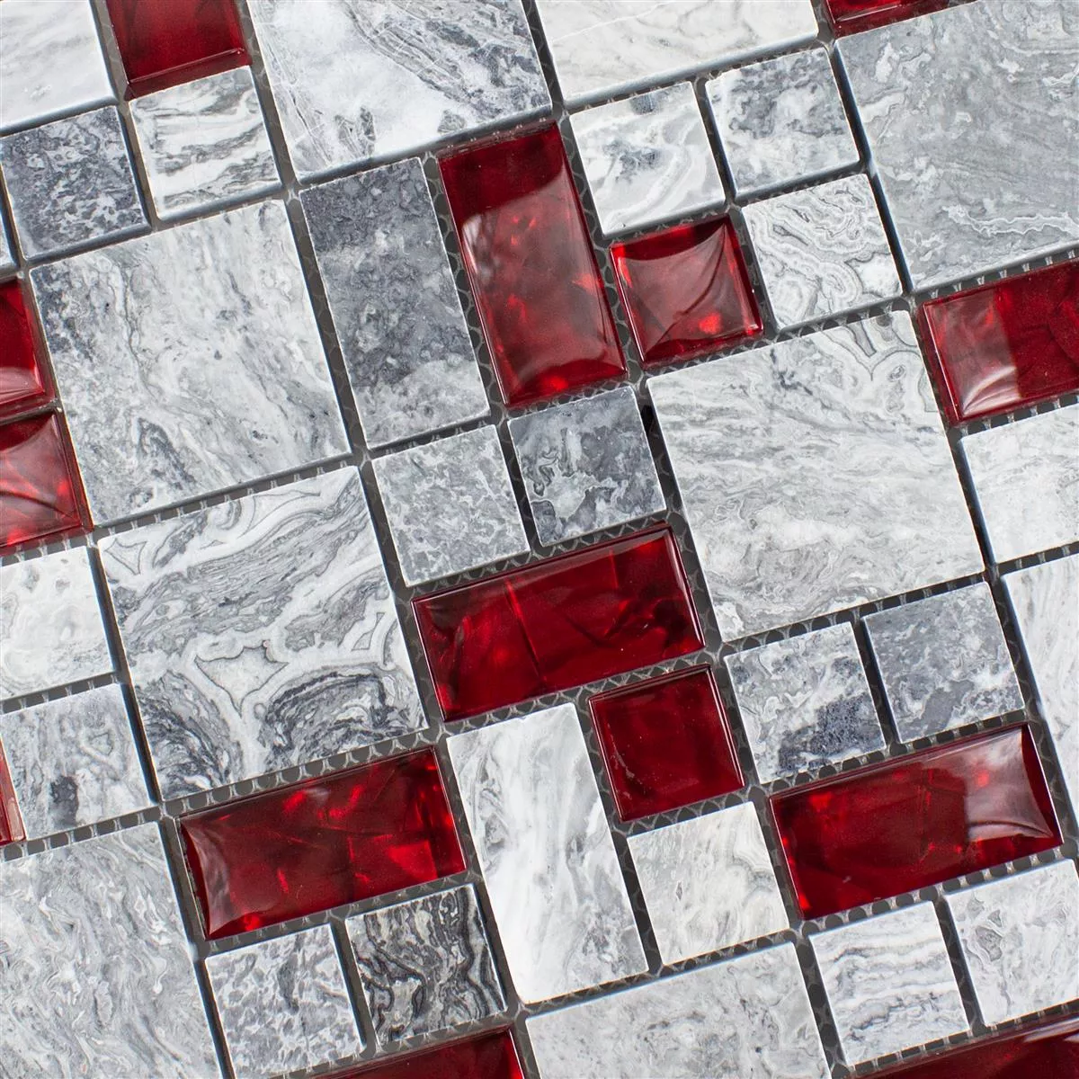Mozaic Din Piatra Naturala Din Sticla Gresie Gri Sinop Roșu 2 Mix