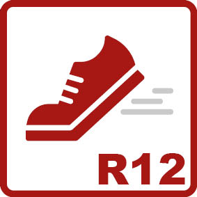 Antiderapant R12 
Unghi de înclinație de 27-35°Valoare mare a coeficientului de frecare, potrivită pentru zone precum camere frigorifice, stații de pompieri sau stații de epurare a apelor uzate.