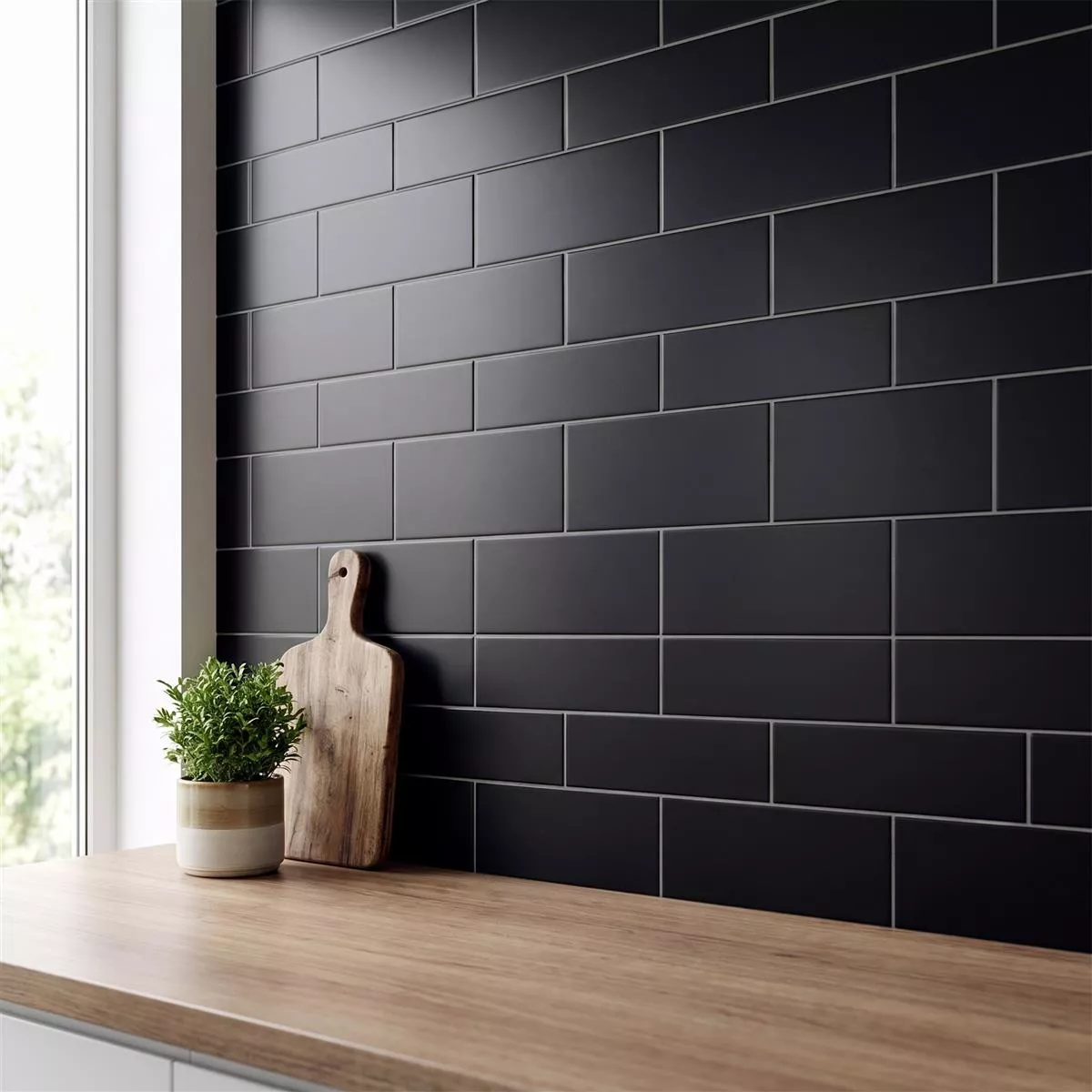 Tigla de metrou Negru Înghețată 7,5x30 cm Fără Fațetă Swissland Negro