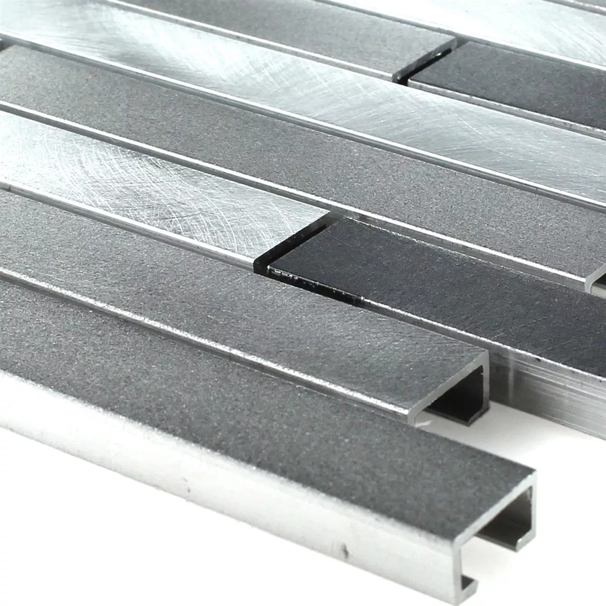 Model din Plăci De Mozaic Aluminiu Metal Negru Argint Mix