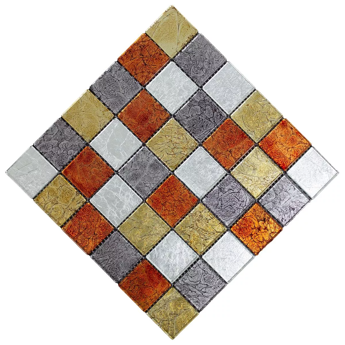 Mozaic De Sticlă Gresie Curlew Roșu Maro Argint Q48 4mm 