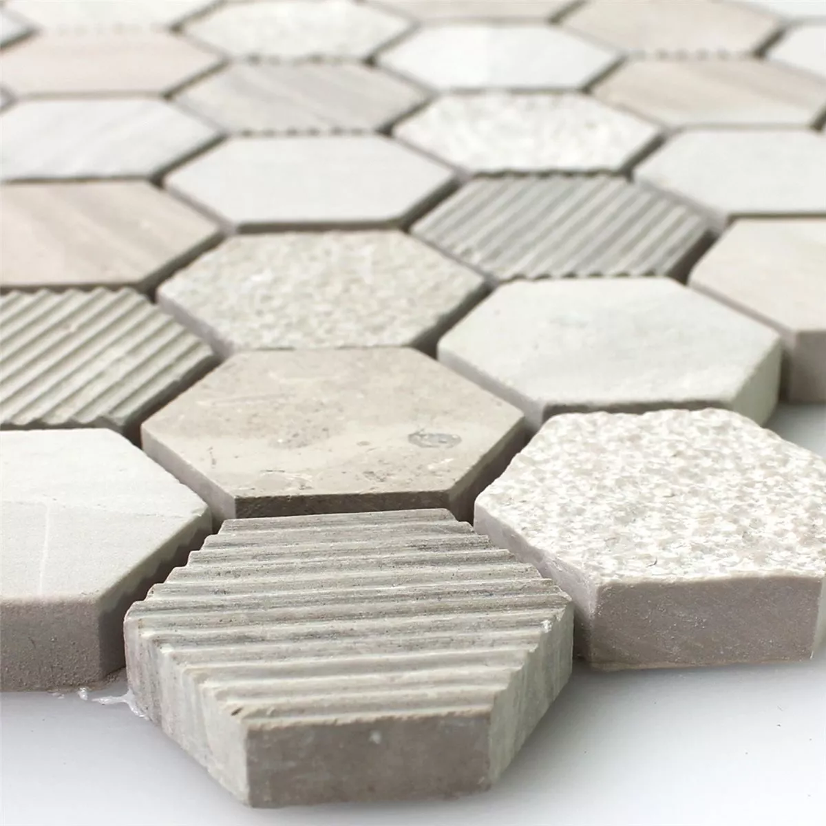 Plăci De Mozaic Hexagon Piatră Naturală Bej Maro