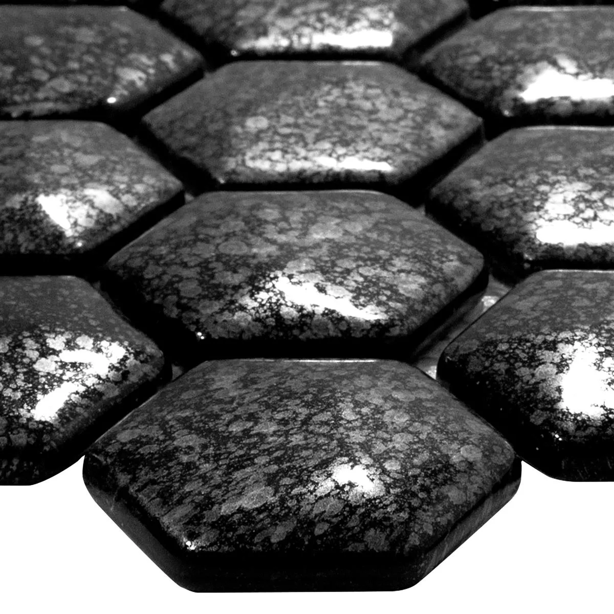 Mozaic De Sticlă Gresie Leopard Hexagon 3D Gri