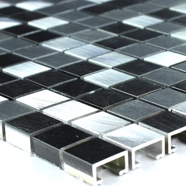 Plăci De Mozaic Aluminiu Negru Argint 15x15x8mm