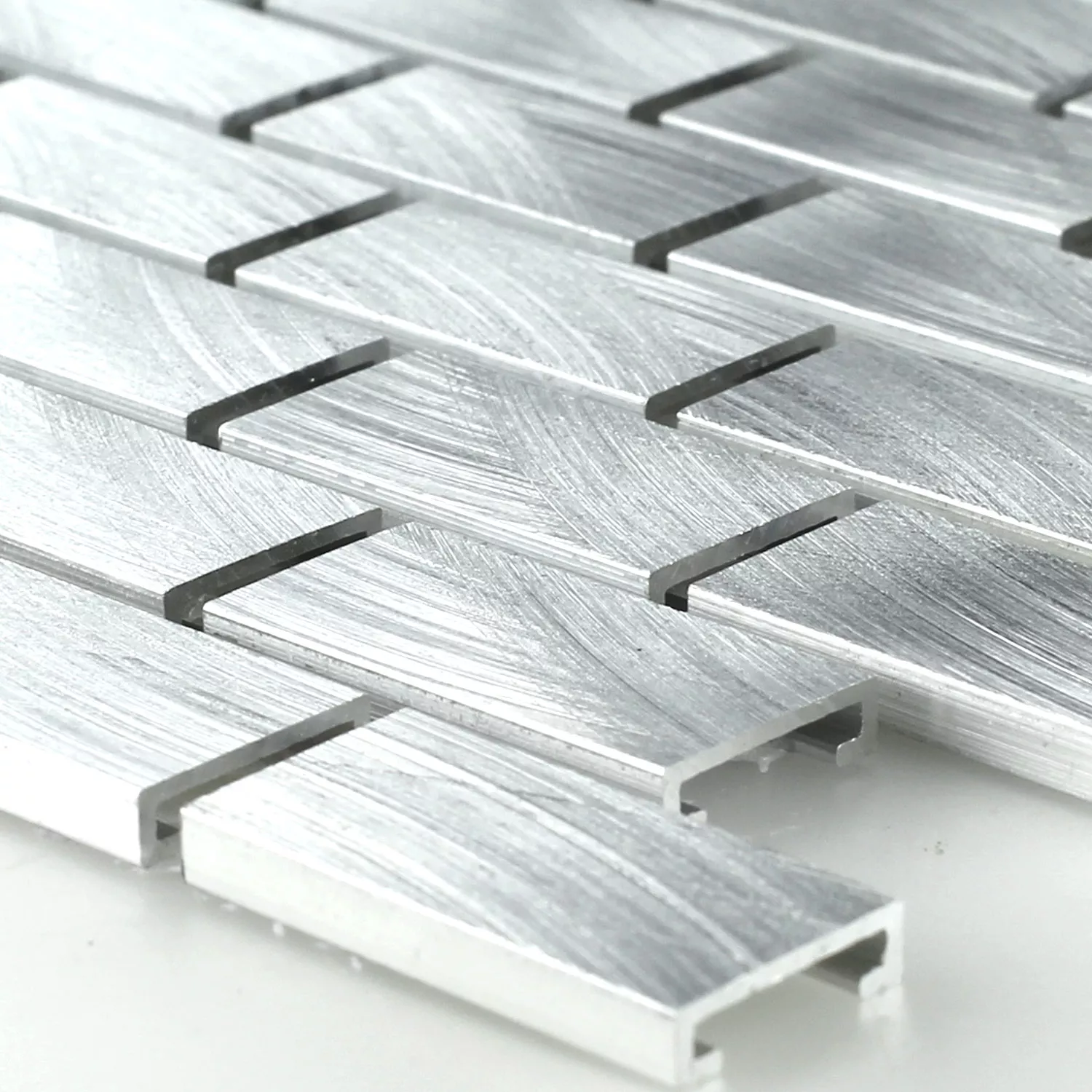 Plăci De Mozaic Aluminiu Argint 15x30x4mm