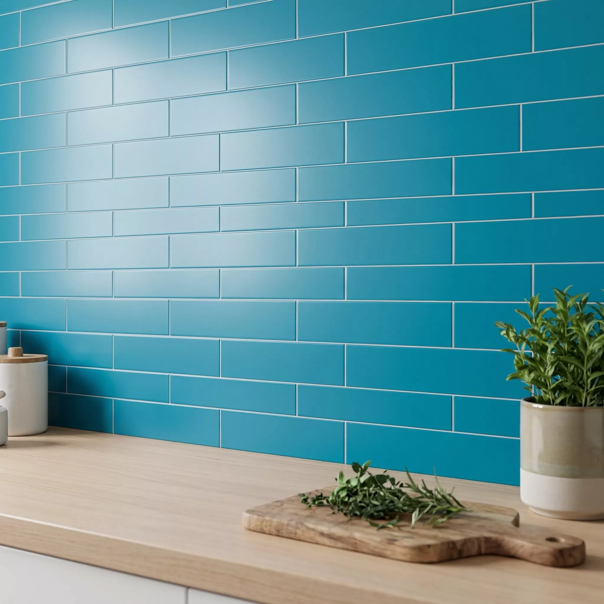 Tigla de metrou Turcoaz Înghețată 7,5x30 cm Fără Fațetă Swissland Aqua Blue