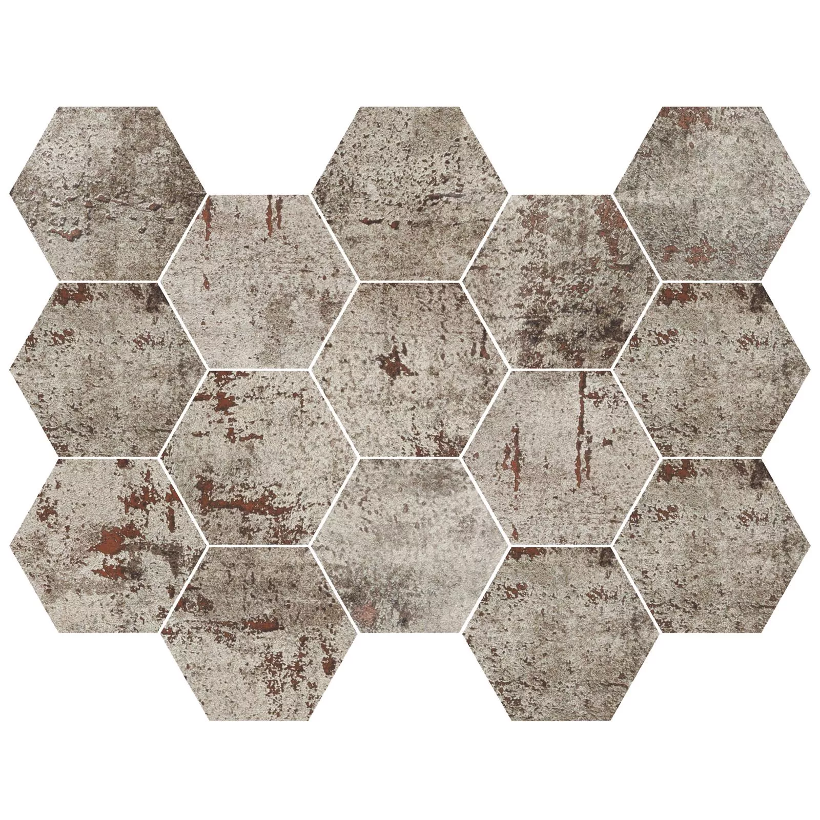 Tiglă De Mozaic Phantom Argint Hexagon Lustruit Parțial