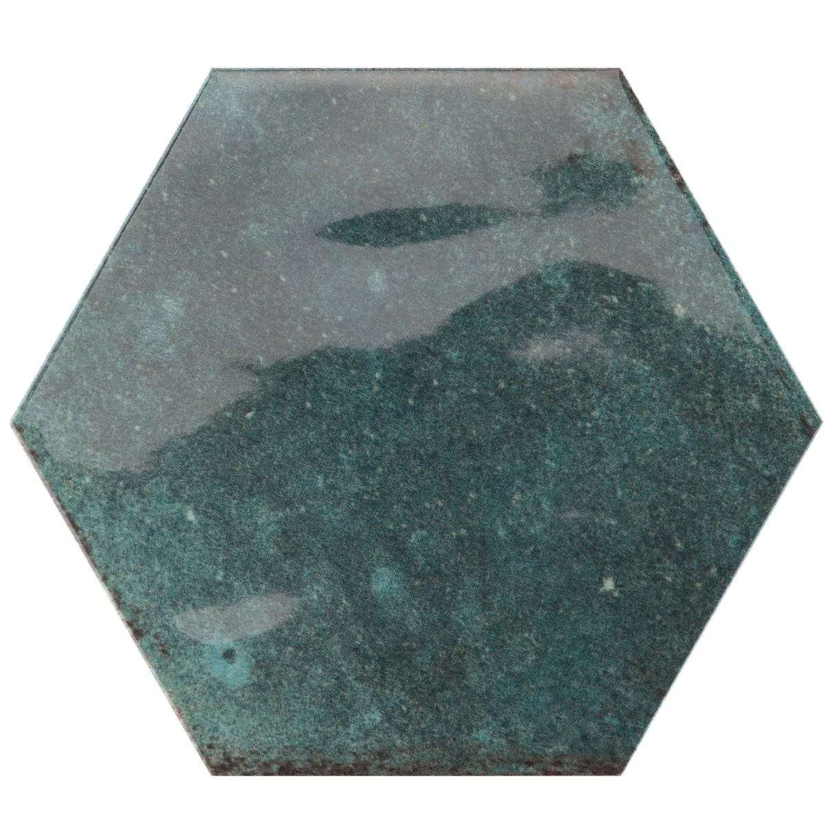 Model din Plăci Ceramice Pentru Pereti Arosa Strălucitor Ondulat Hexagon Albastru Pacific 17,3x15cm