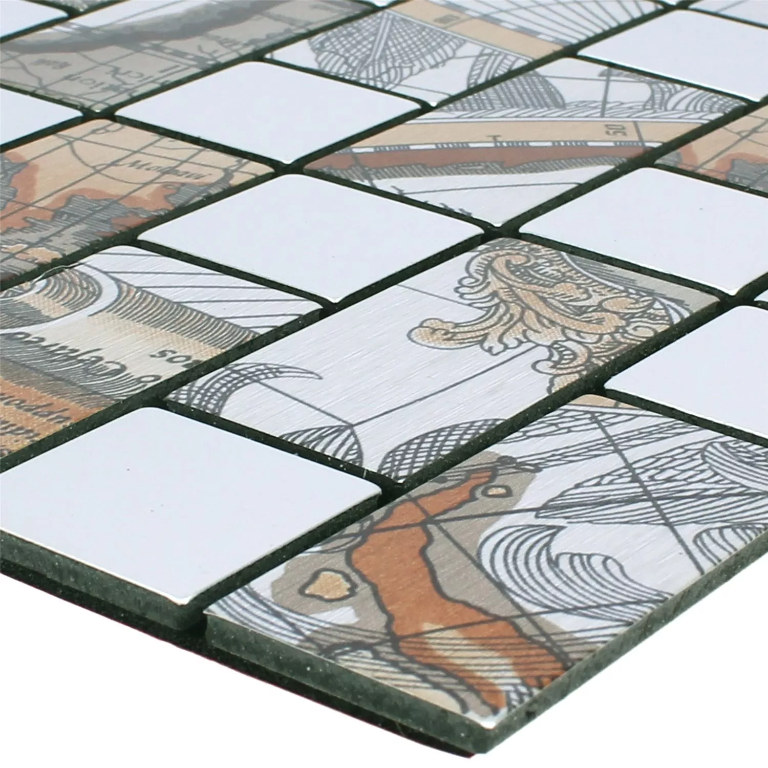 Plăci De Mozaic Metal Autoadeziv Pinta Harta Lumii Argint Dreptunghi