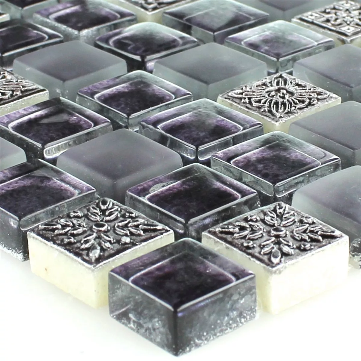 Plăci De Mozaic Sticlă Piatră Naturală Ornament Violet Mix Plăci De Mozaic Sticlă Piatră Naturală Ornament Violet Mix