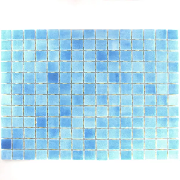 Sticlă Piscina Mozaic 25x25x4mm Albastru Deschis Mix