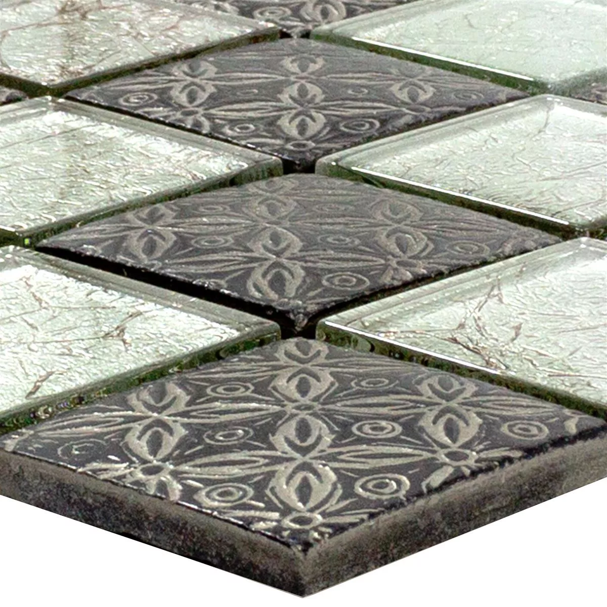 Mozaic De Sticlă Gresie Bayford Ornament Argint Negru Mozaic De Sticlă Gresie Bayford Ornament Argint Negru