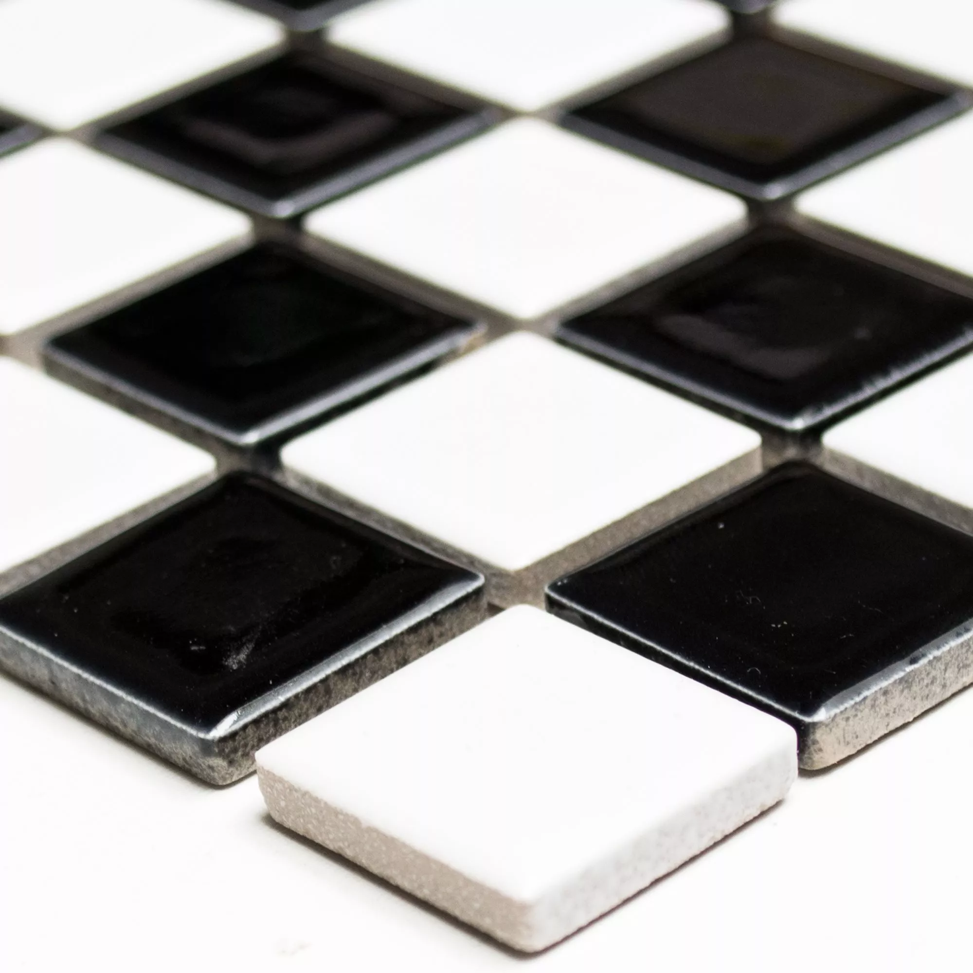 Plăci De Mozaic Ceramică Yona Negru Tablă De Șah Strălucitor