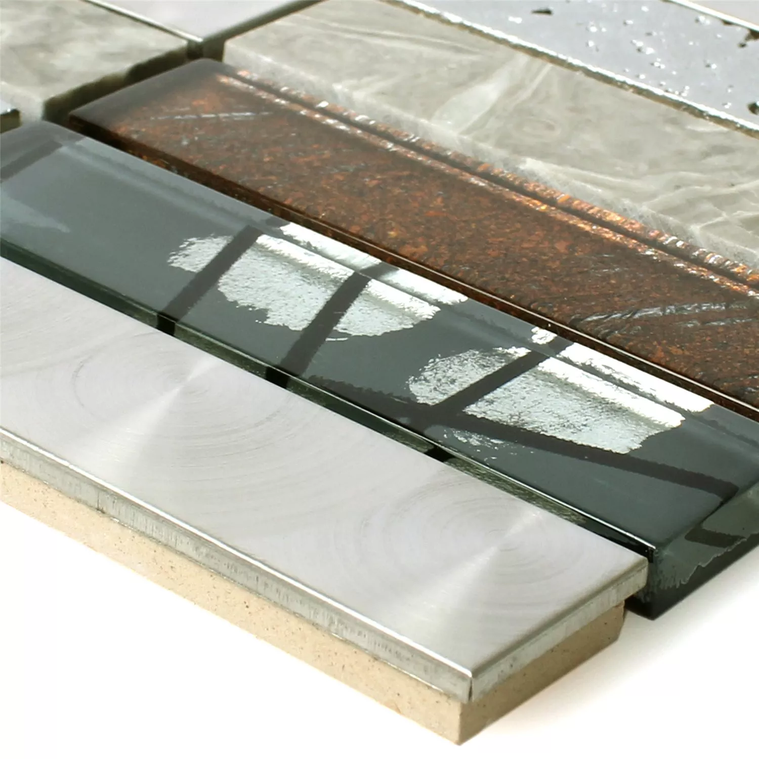 Plăci De Mozaic Musical Sticlă Piatră Oțel Mix Gri Plăci De Mozaic Musical Sticlă Piatră Oțel Mix Gri