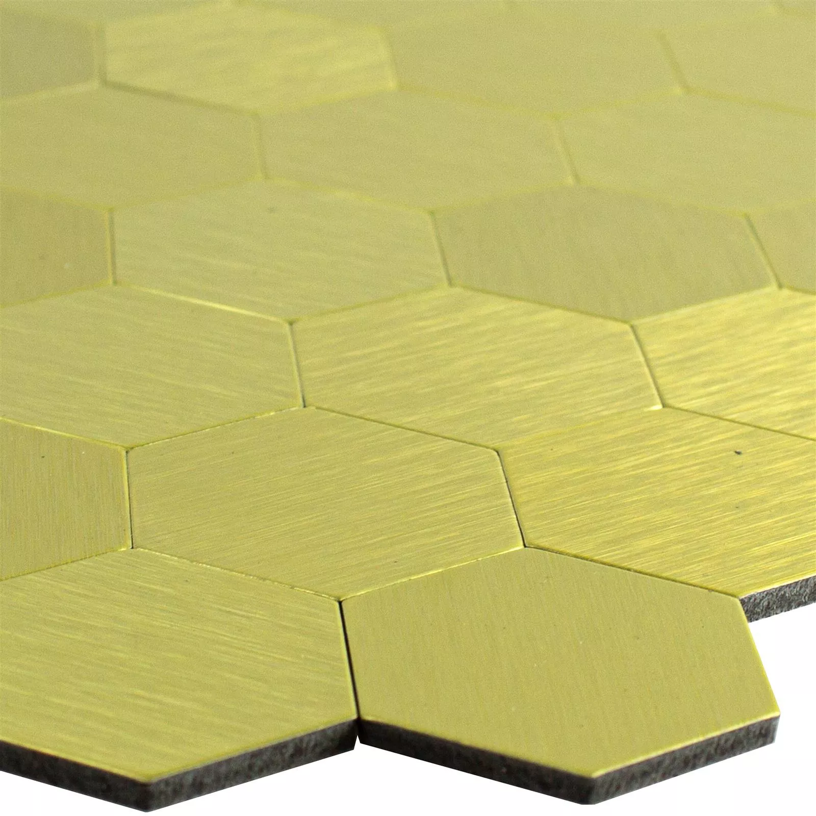 Model din Plăci De Mozaic Metal Autoadeziv Vryburg Aur Hexagon