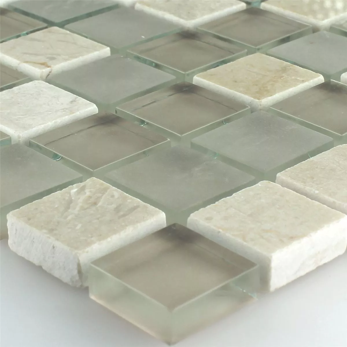 Plăci De Mozaic Sticlă Marmură Barbuda Cremă 23x23x8mm