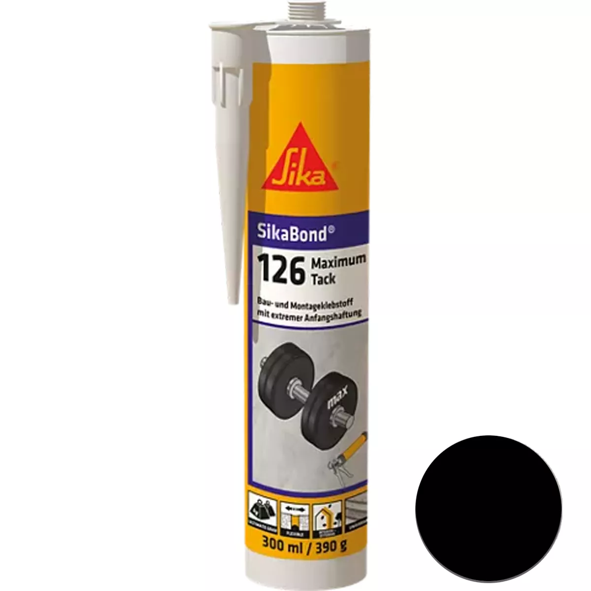 Adeziv elastic Sikabond-126 Maximum Tack Negru 300 ml