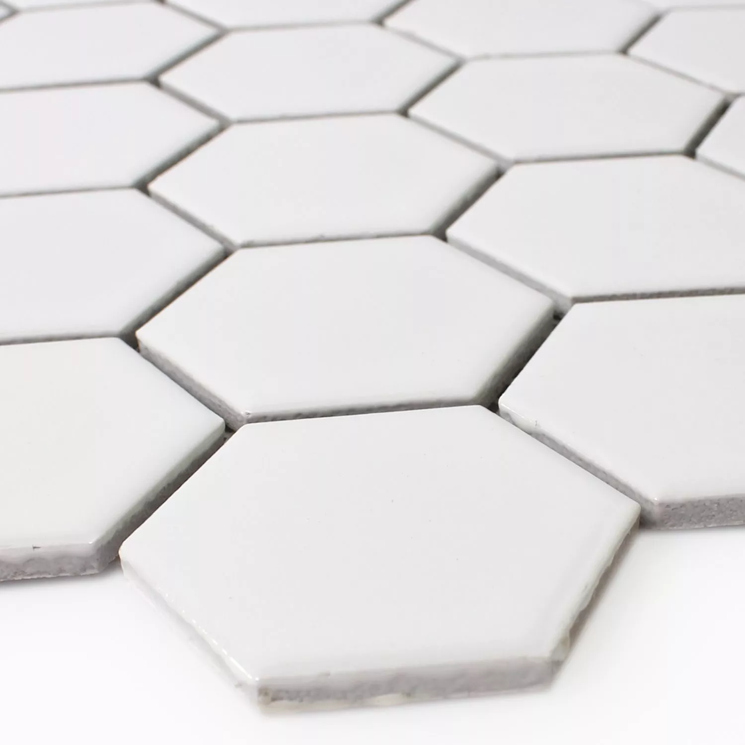 Plăci De Mozaic Ceramică Hexagon Alb Înghețată H51