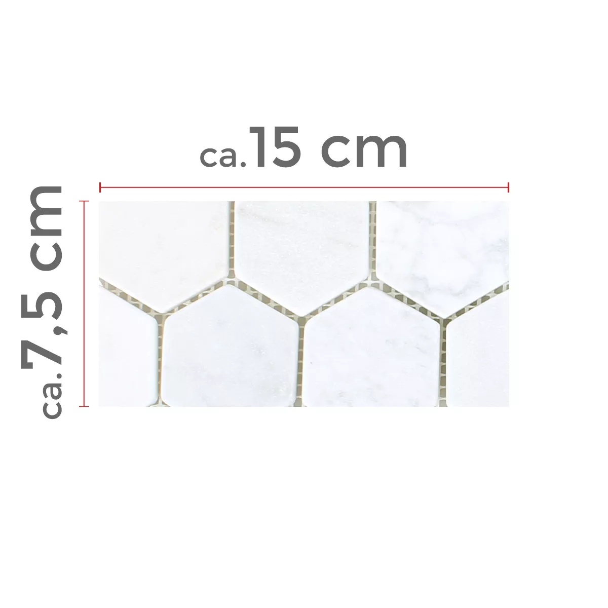 Model din Plăci De Mozaic Marmură Wutach Hexagon Alb Carrara